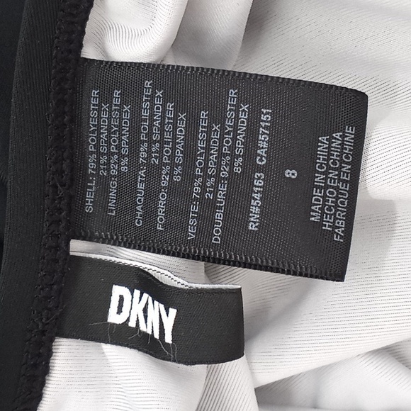 DKNY Plunging Colorblocked One-Piece Swimsuit Black White 8 - Picture 13 of 14